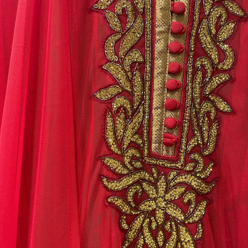 Red/Gold Anarkali Suit - image 2